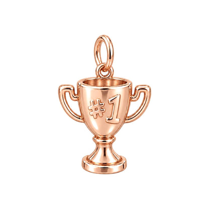 Champion Trophy Charm Bracelet – Personalized Mom Gift – rose gold charm, front view