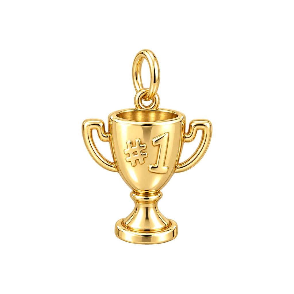 Champion Trophy Charm Bracelet – Personalized Mom Gift – 18K gold charm, front view
