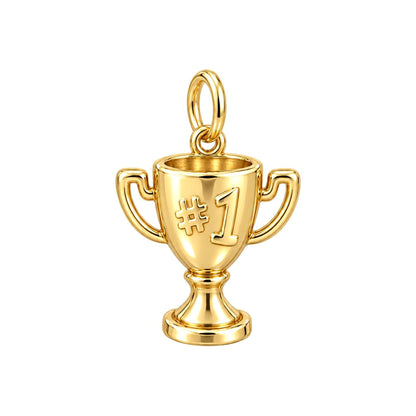 Champion Trophy Charm Bracelet – Personalized Mom Gift – 18K gold charm, front view