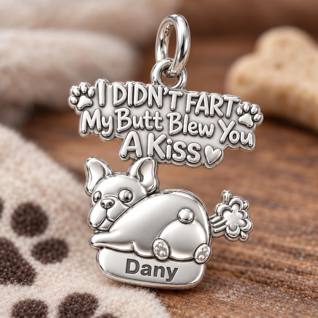 Cheeky Puppy Kiss Charm Bracelet – Personalized Dog Mom Gift – macro detail of the charm