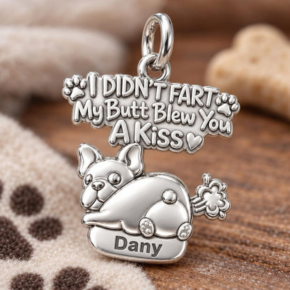 Cheeky Puppy Kiss Charm Bracelet – Personalized Dog Mom Gift – macro detail of the charm