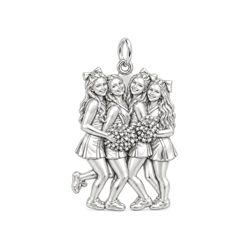 Cheer Squad Spirit Charm Bracelet – Personalized Cheer Mom Gift – silver charm, front view