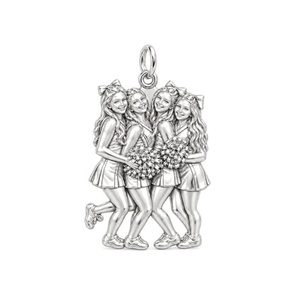 Cheer Squad Spirit Charm Bracelet – Personalized Cheer Mom Gift – silver charm, front view