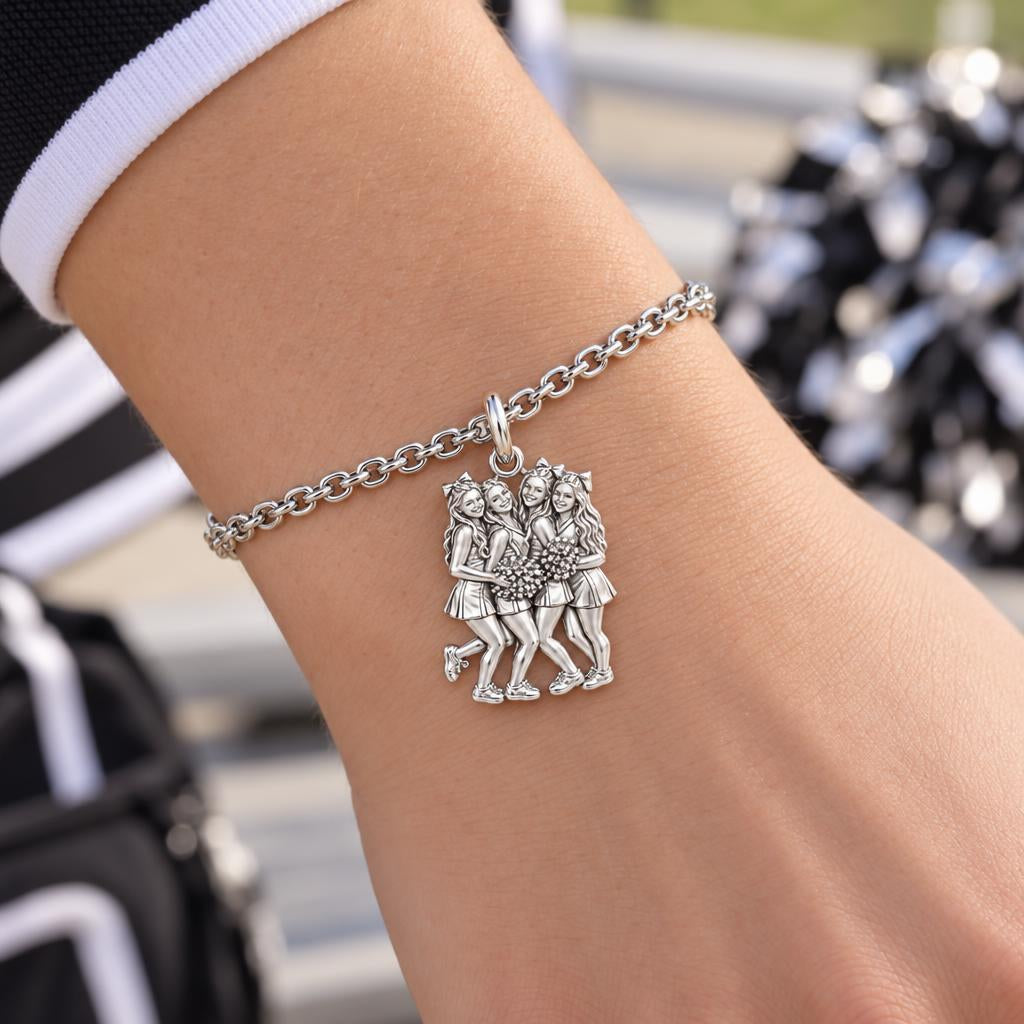 Cheer Squad Spirit Charm Bracelet Set – worn / in use