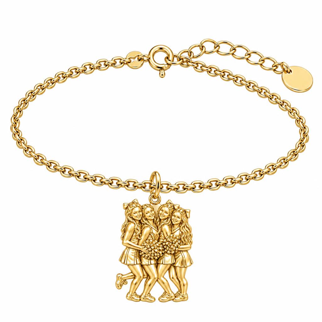 Cheer Squad Spirit Charm Bracelet Set – 18K gold, front view
