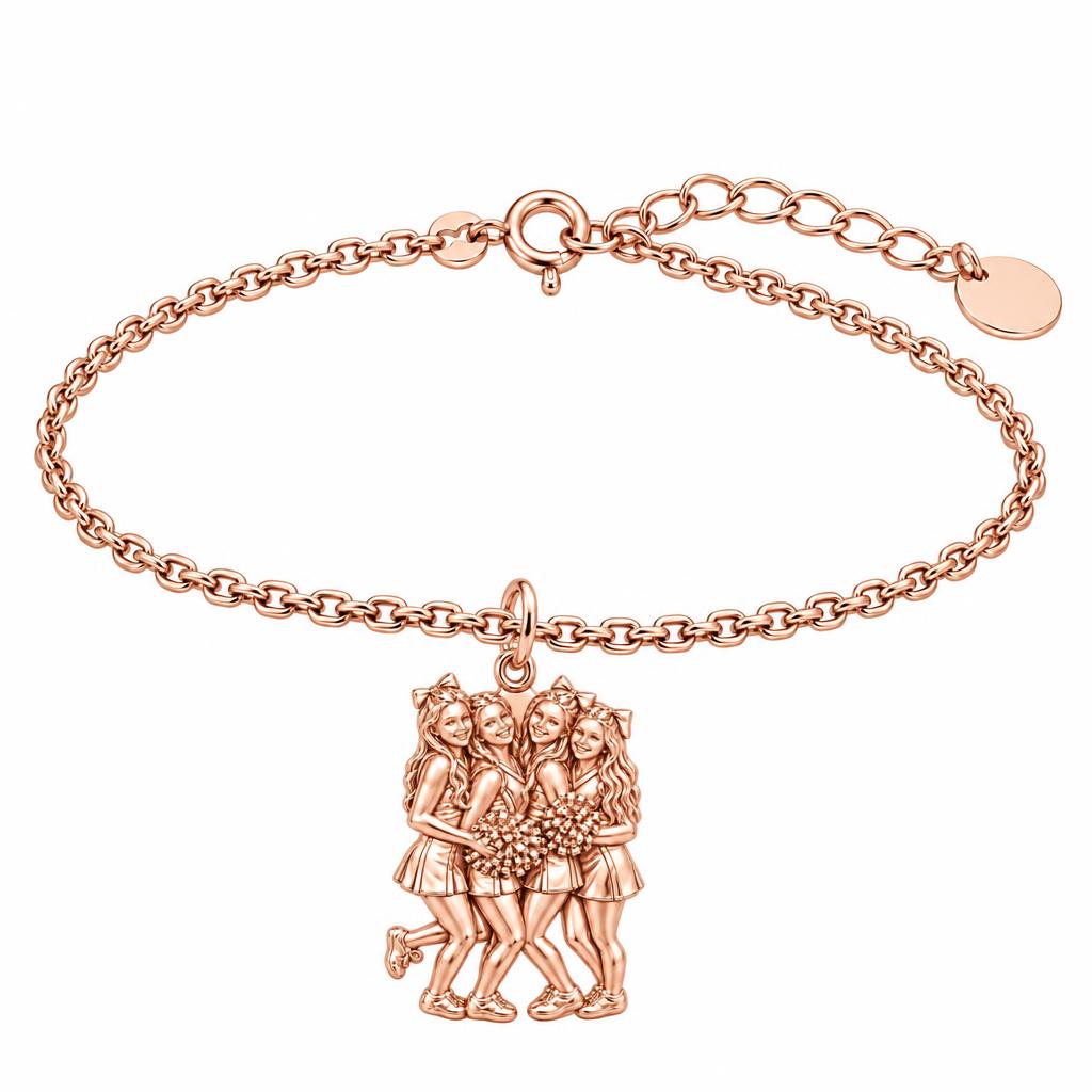 Cheer Squad Spirit Charm Bracelet Set – rose gold, front view