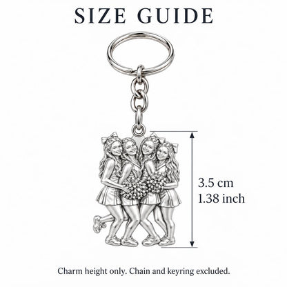 Cheer Squad Spirit Charm Keychain – size guide, 3.5 cm (1.38 in) charm, chain and keyring excluded