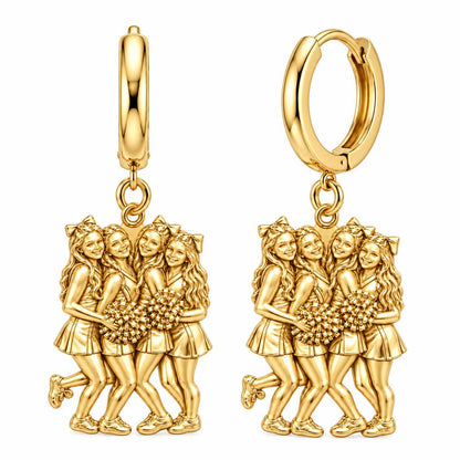 Cheer Squad Spirit Huggie Charm Earrings – 18K gold, front view