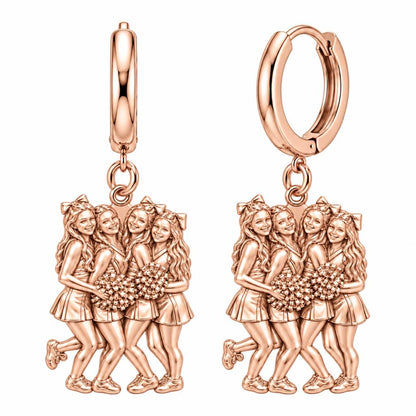 Cheer Squad Spirit Huggie Charm Earrings – rose gold, front view