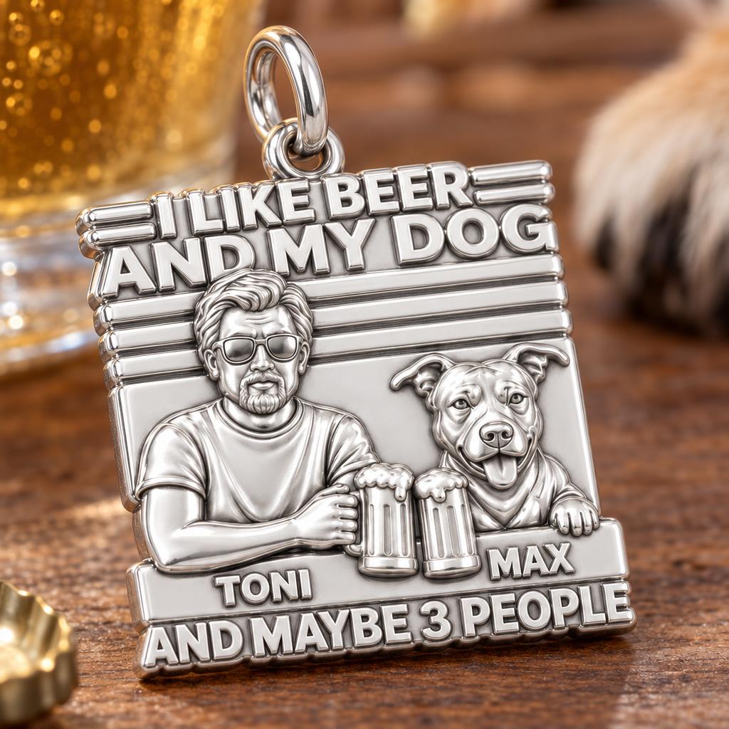 Cheers and Best Friends Charm Bracelet – Personalized Dog Dad Gift – macro detail of the charm