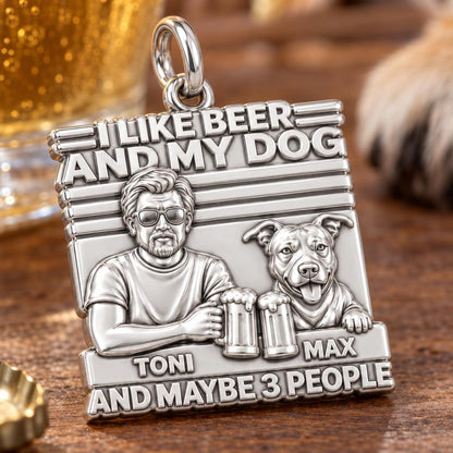 Cheers and Best Friends Charm Bracelet – Personalized Dog Dad Gift – macro detail of the charm