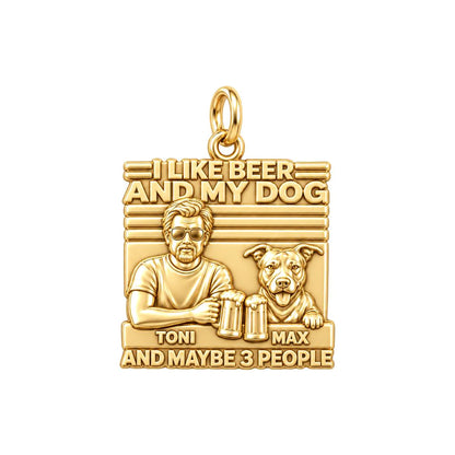 Cheers and Best Friends Charm Bracelet – Personalized Dog Dad Gift – 18K gold plated 3 cm charm, front view
