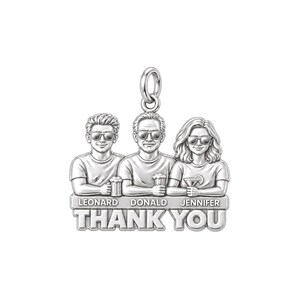 Cheers to Dad Thank You Charm Bracelet – Personalized Dad Gift – silver plated 2 cm charm, front view