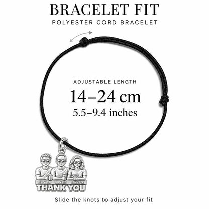 Cheers to Dad Thank You Charm Bracelet – Personalized Dad Gift – adjustable black cord bracelet, 14–24 cm