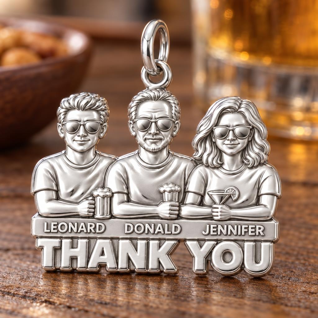 Cheers to Dad Thank You Charm Bracelet – Personalized Dad Gift – macro detail of the charm