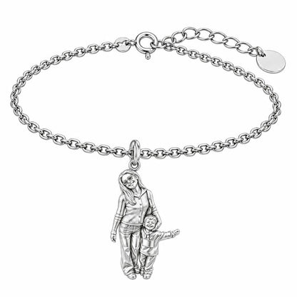 Cherished Moments Photo Sculpt Charm Bracelet Set – silver, front view