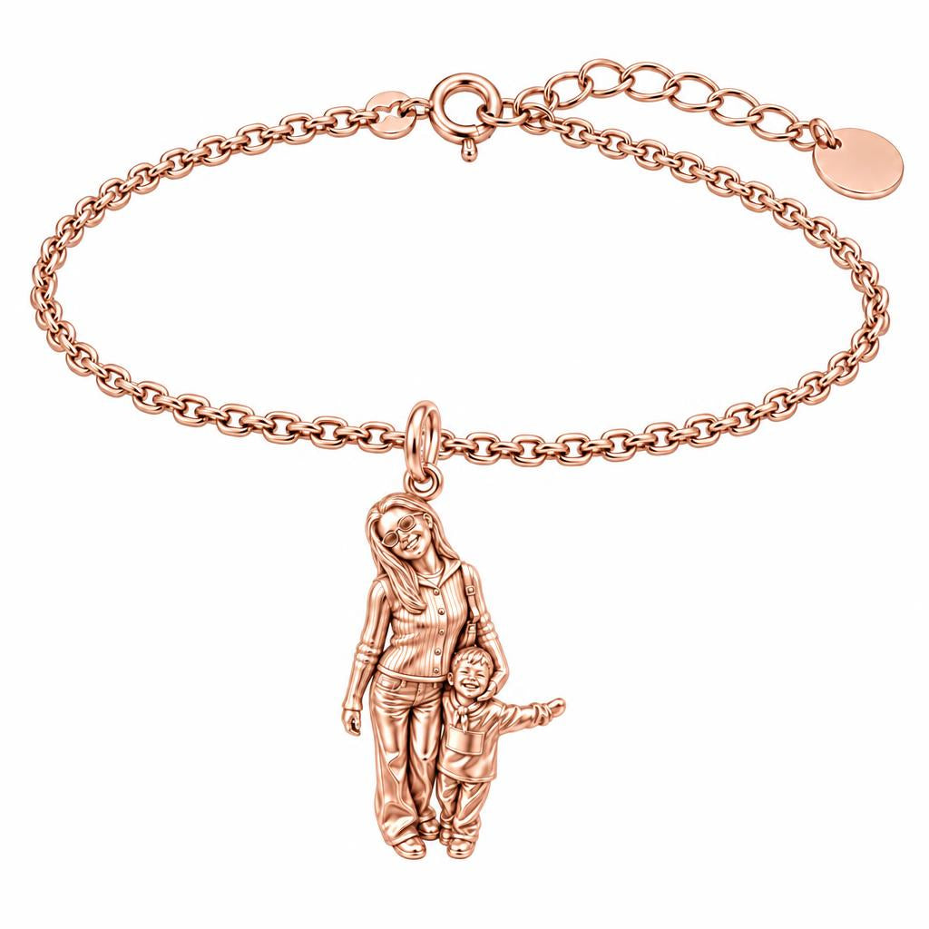 Cherished Moments Photo Sculpt Charm Bracelet Set – rose gold, front view
