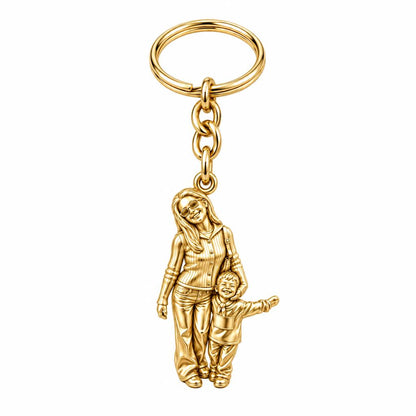 Cherished Moments Photo Sculpt Charm Keychain – 18K gold, front view