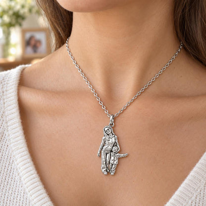 Cherished Moments Photo Sculpt Charm Necklace Set – worn / in use