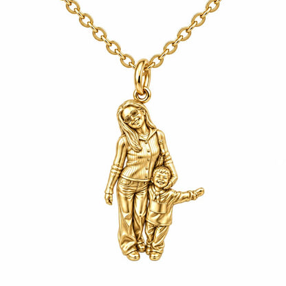 Cherished Moments Photo Sculpt Charm Necklace Set – 18K gold, front view
