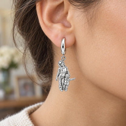 Cherished Moments Photo Sculpt Huggie Charm Earrings – worn / in use