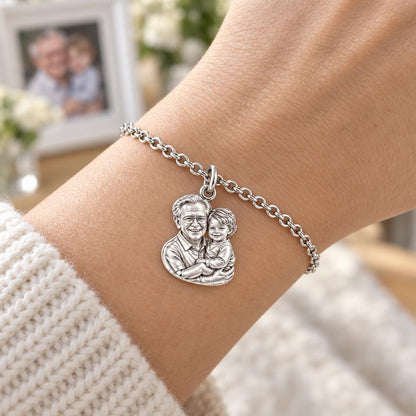 Cherished Portrait Duo Charm Bracelet Set – worn / in use