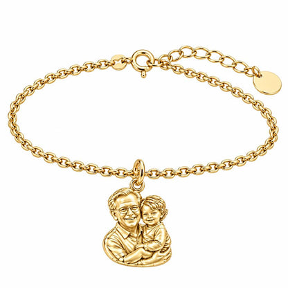 Cherished Portrait Duo Charm Bracelet Set – 18K gold, front view
