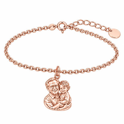 Cherished Portrait Duo Charm Bracelet Set – rose gold, front view