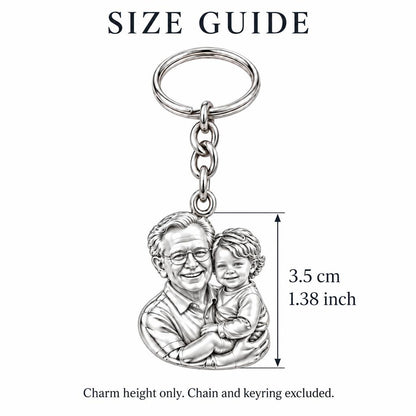 Cherished Portrait Duo Charm Keychain – size guide, 3.5 cm (1.38 in) charm, chain and keyring excluded