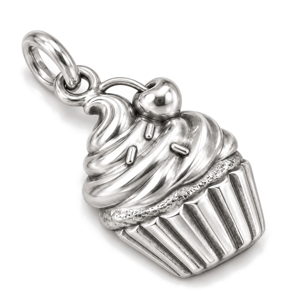 Cherry Cupcake Charm — Silver Super Macro | charm-topics-remaining-444-2026-09-14 | topic-006