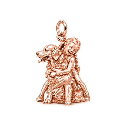 Child and Golden Best Friend Charm Bracelet – Personalized Mom Gift – rose gold charm, front view