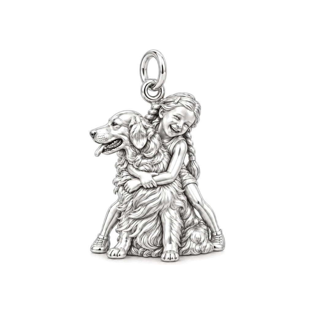 Child and Golden Best Friend Charm Bracelet – Personalized Mom Gift – silver charm, front view