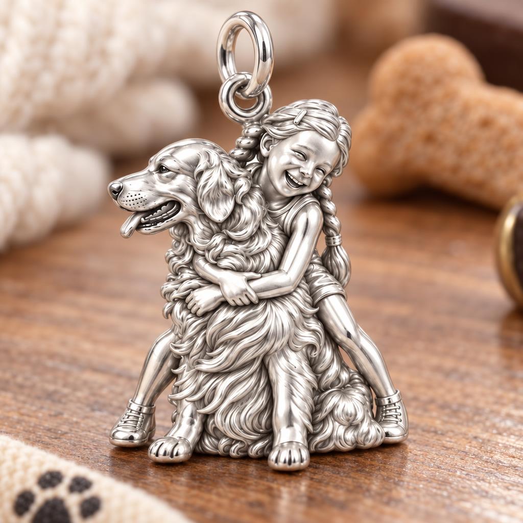 Child and Golden Best Friend Charm Bracelet – Personalized Mom Gift – macro detail of the charm