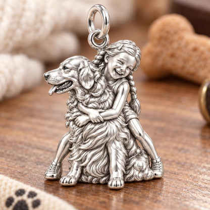 Child and Golden Best Friend Charm Bracelet – Personalized Mom Gift – macro detail of the charm