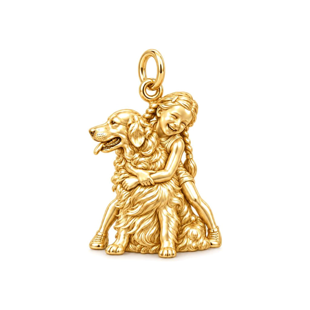 Child and Golden Best Friend Charm Bracelet – Personalized Mom Gift – 18K gold charm, front view