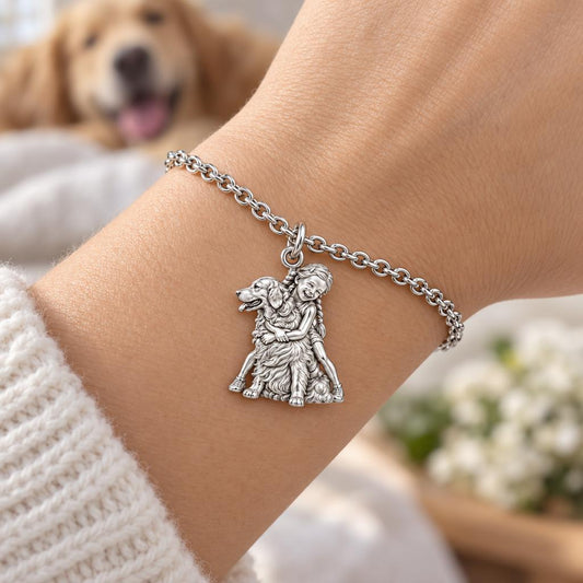 Child and Golden Best Friend Charm Bracelet Set – worn / in use