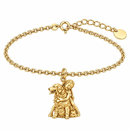 Child and Golden Best Friend Charm Bracelet Set – 18K gold, front view