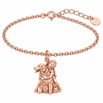 Child and Golden Best Friend Charm Bracelet Set – rose gold, front view
