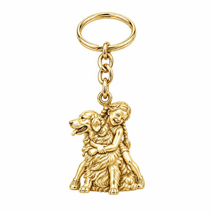 Child and Golden Best Friend Charm Keychain – 18K gold, front view