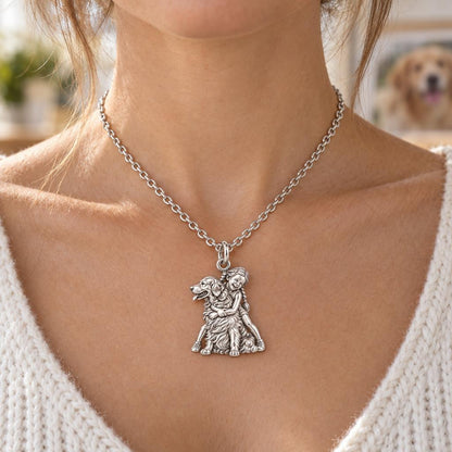 Child and Golden Best Friend Charm Necklace Set – worn / in use