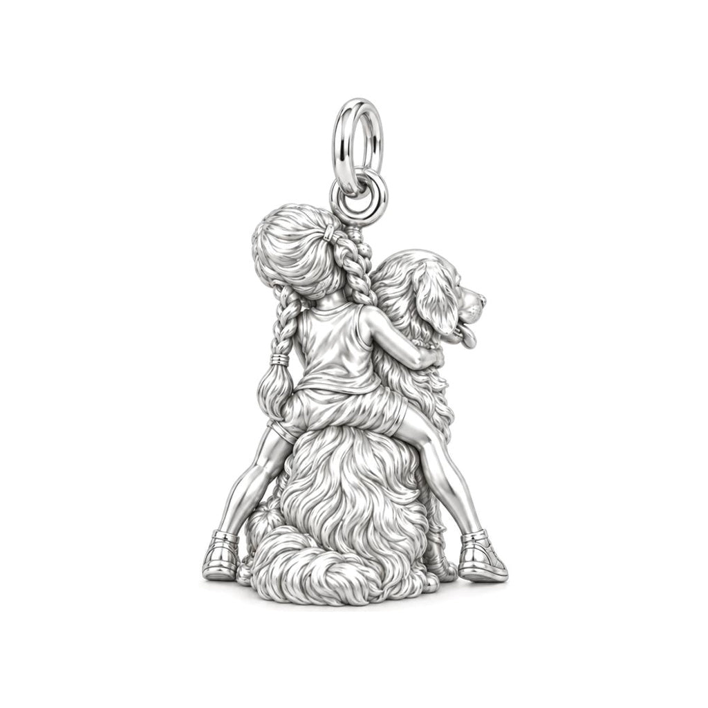 Child and Golden Best Friend Huggie Charm Earrings – back of the charm, engraving area