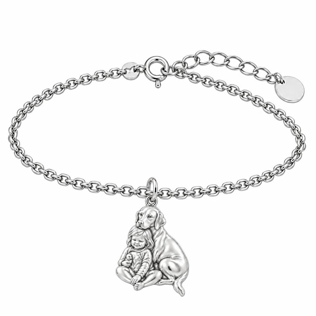 Child and Loyal Companion Charm Bracelet Set – silver, front view