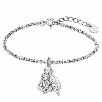 Child and Loyal Companion Charm Bracelet Set – silver, front view