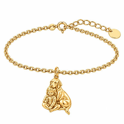 Child and Loyal Companion Charm Bracelet Set – 18K gold, front view