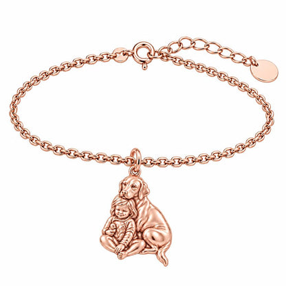 Child and Loyal Companion Charm Bracelet Set – rose gold, front view