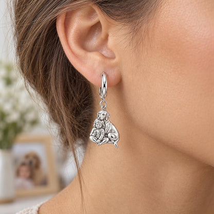 Child and Loyal Companion Huggie Charm Earrings – worn / in use