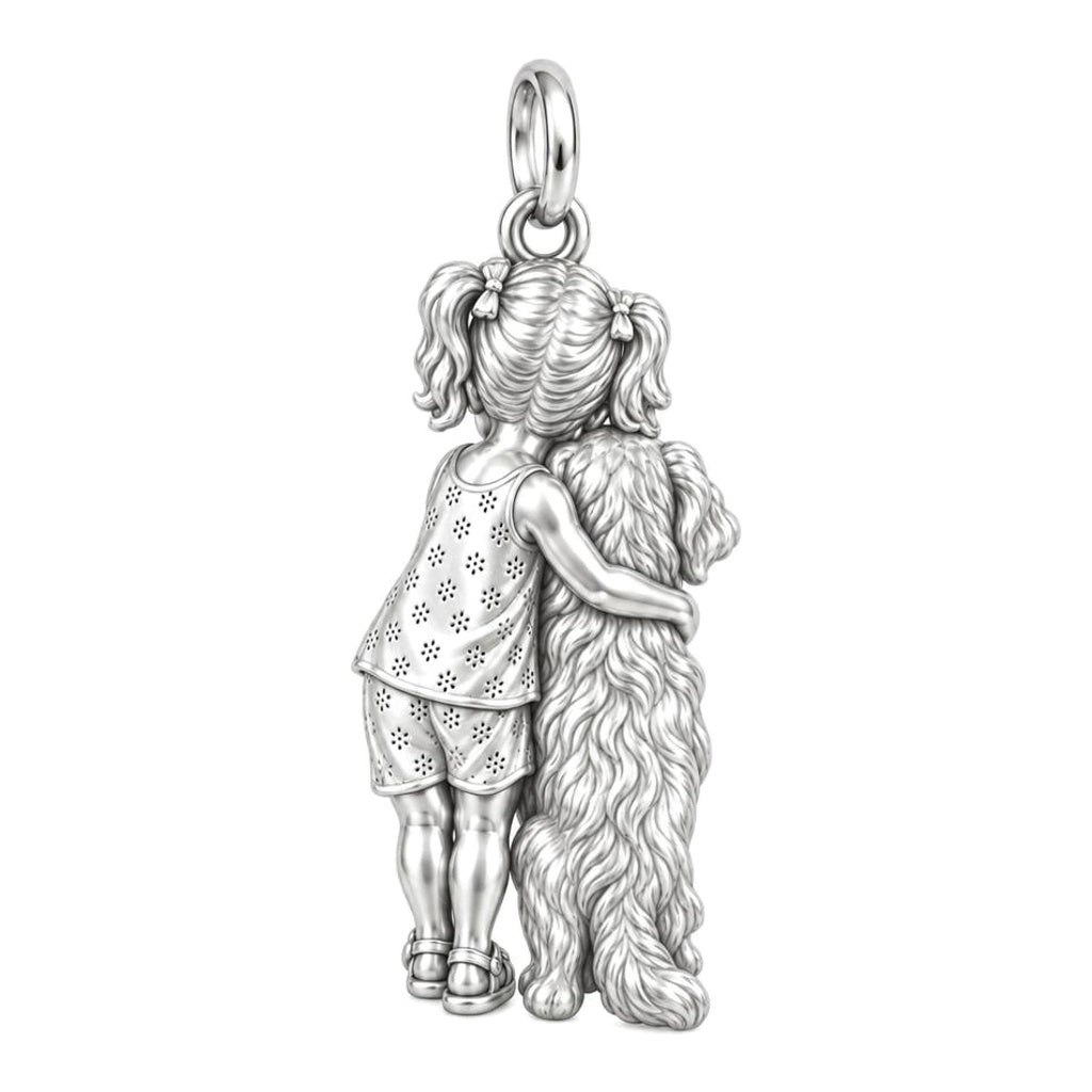 Child and Pet Best Friends Charm Bracelet Set – back of the charm, engraving area