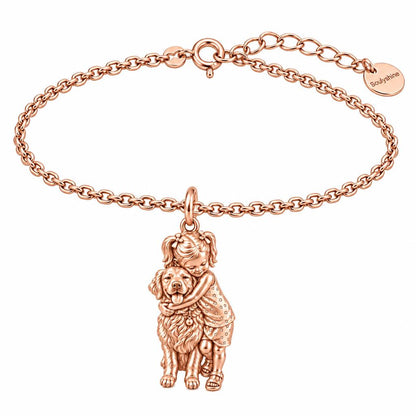 Child and Pet Best Friends Charm Bracelet Set – rose gold, front view