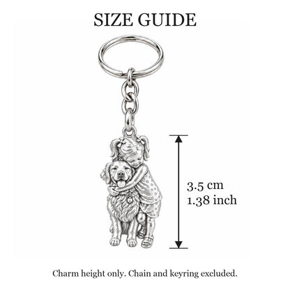 Child and Pet Best Friends Charm Keychain – size guide, 3.5 cm (1.38 in) charm, chain and keyring excluded