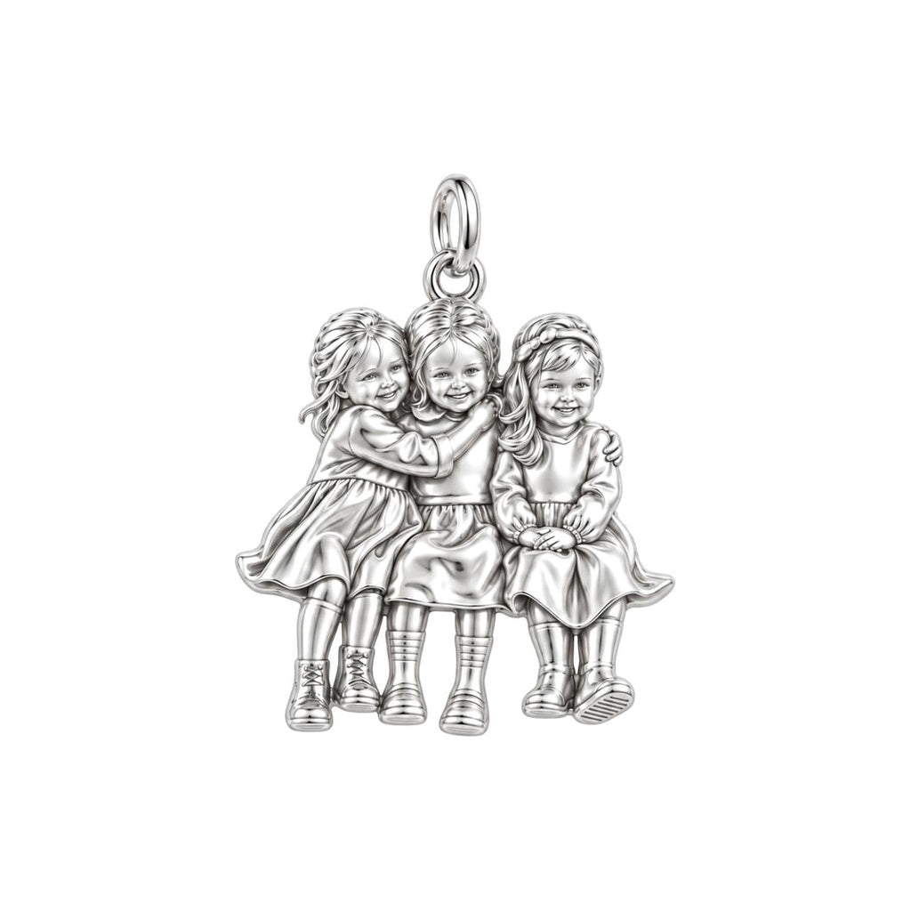 Childhood Friends Forever Charm Bracelet – Personalized Besties Gift – silver charm, front view
